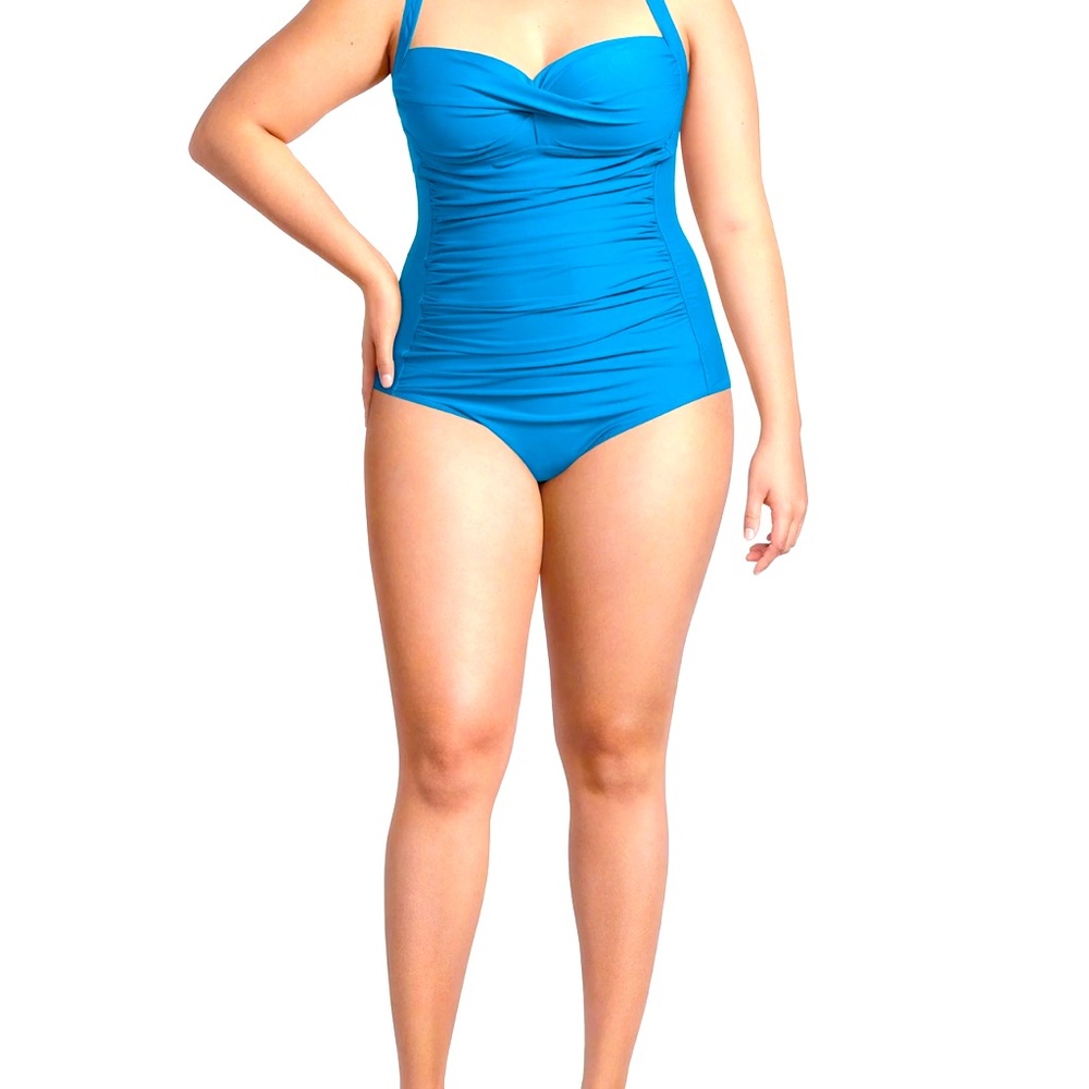 Woman Plus Ruched Solid One Piece Size 14